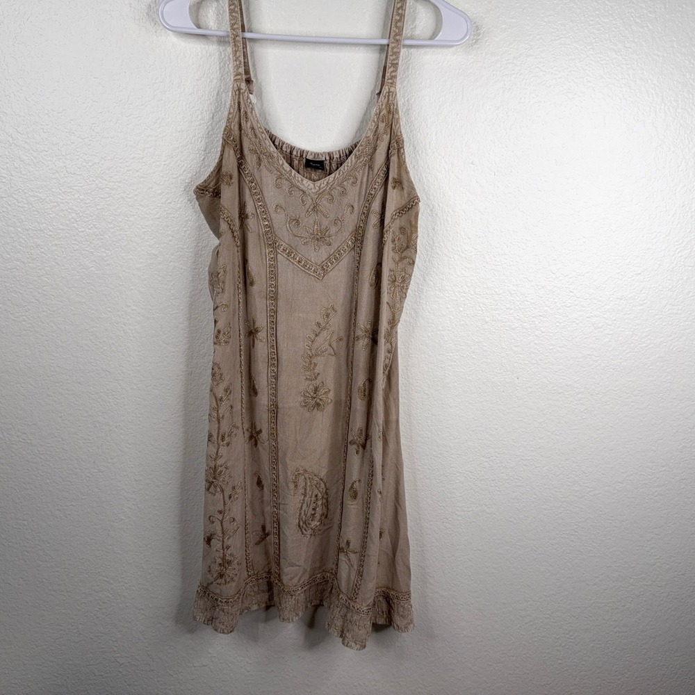 Zury Women's Dress Beige Sz L/XL Whimsy Fairy Boho Country Hippie Paisley